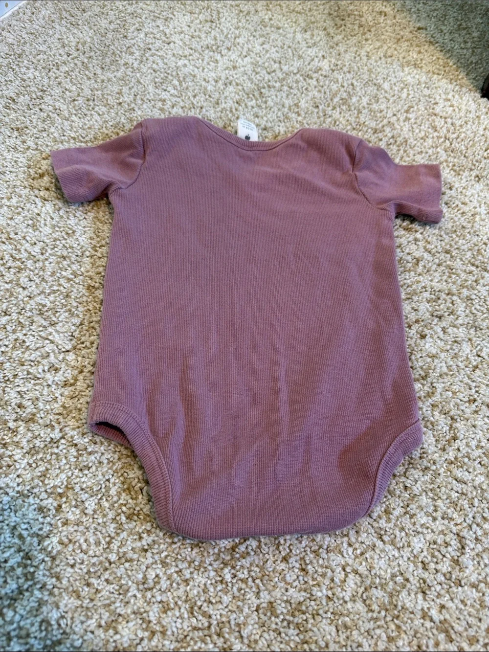 kate quinn Mauve Ribbed Short Sleeve One-Piece Bodysuit